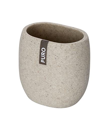 Wenko Pure Cup for Toothbrushes, Polyresin, Beige, 6.5 x 9.4 x 9.4 cm