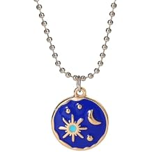 Sun and Moon Necklace for Women Men Drop Oil Star Crescent Pendant Necklace Crescent Sun Star Coin Necklaces Birthday Jewelry Gift