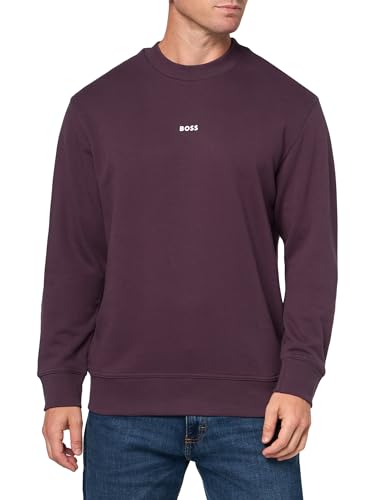 BOSS Men's Center Logo French Terry Crew Neck Sweatshirt