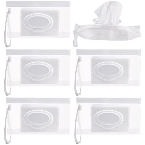Image of Susimond 6pcs Portable Wet Wipe Pouch Dispenser, Refillable Reusable Wipe Holder, Eco Friendly Baby Wipes Dispenser Container, Travel Wet Wipe Container for Travel, Strollers, Backpacks