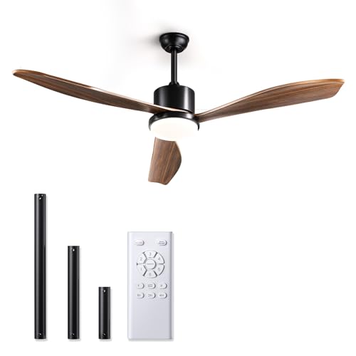 Acesal Wood Ceiling Fans With Lights: 52 Inch Outdoor Ceiling Fan With And Lights Remote Noiseless Dc Motor 6 Speeds Timing 3 Downrods Reversible Modern Ceiling Fan For Outdoor Patio Indoor Bedroom-Walnut thumb #7