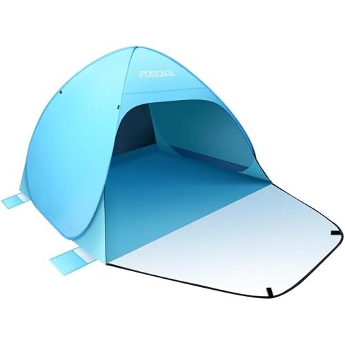 Purebox Beach Tent Pop Up Small for 1-2 Person/Large for 3-4 Person, UV 50+ Protection Sun Shade Baby Beach Tent Canopy, Lightweight Portable & Easy Set Up Outdoor Tents with Zipper Door