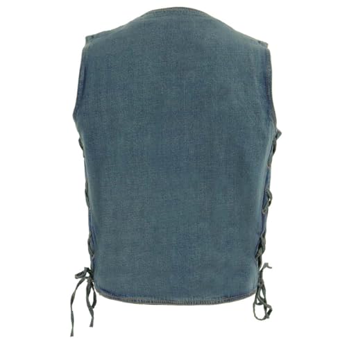 Milwaukee Leather DM1315 Men's Black Classic Denim Western Style Cowboy Biker Vest with Adjustable Side Laces2
