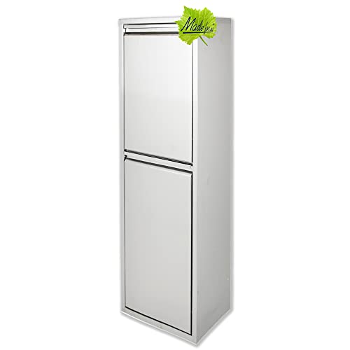 Made for us® 34 L Edelstahl Wand-Abfalleimer 2x8 + 1x18 L Mülleimer 2 Fächer für Küchen, 3-fach Mülltrennung m. 3 Inneneimern, 3er Müll-Trennsystem 34 Liter Abfallsammler Mülleimerschrank thumbnail