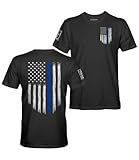 Fantastic Tees Thin Blue Line USA Flag Patriotic Police Support Men's T Shirt (XL)