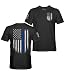 Fantastic Tees Thin Blue Line USA Flag Patriotic Police Support Men's T Shirt (L)