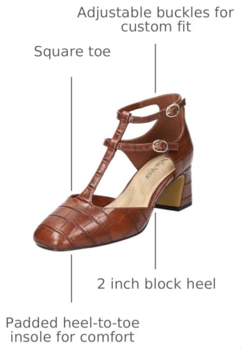 Bella Vita Women's Harpswell Block Heeled Pumps, Tan Croco, 6 X-Wide - image 3