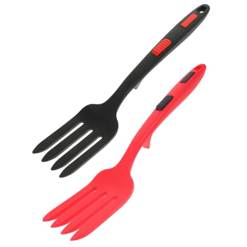 NAMOARLY Ergonomic Dinner Fork Set 2pcs Kitchen Salad Forks Wear-resistant Silicone Convenient Dinner Fork for Home