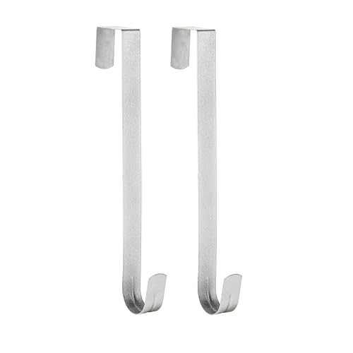 Image of Slim Over The Door Wreath Hanger for Front Door, 12 inch Silver 2 Pack