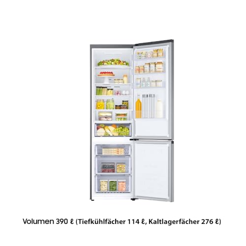 Samsung Kühl-Gefrier-Kombination, Kühlschrank mit Gefrierfach, 203 cm, 390 l Gesamtvolumen, 114 l Gefrierteil, AI Energy Mode, Edelstahl-Look, RL38C600CSA/EG