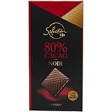CARREFOUR SELECTION – Chocolat Noir Intense 80% de Cacao, Texture Fondante (Tablette 80g) - lot de 4 - Vendu par Lot