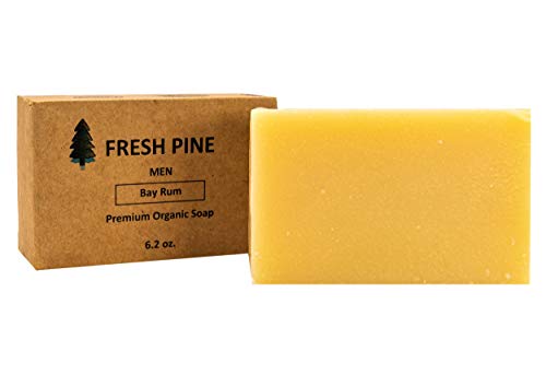 Fresh Pine's Bay Rum Mens Bar Soap - Exfoliating soap bar for men, all natural Bay Rum Organic Shower Bath Soap, Rich lather soap with great scent, exfoliating men's bar soap - Made in USA, Mens soap