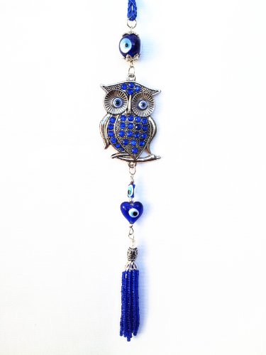 Blue Evil Eye Owl Car Or Wall Decor Charm Hanging For Protection (With A Betterdecor Pouch)-25 #TOP3