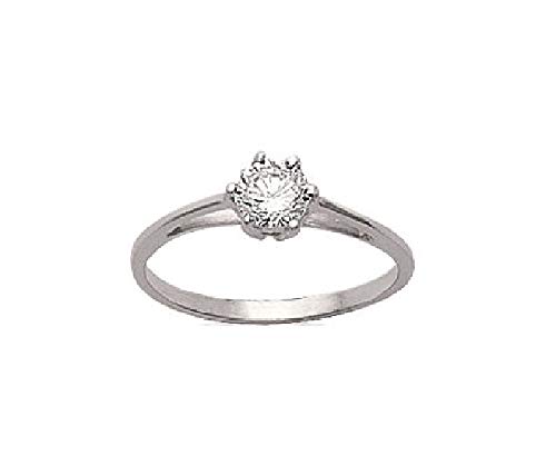 Bague solitaire zirconium en argent massif 925 anti-allergique pour femme