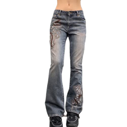 Indie Aesthetic Y2K Low Waist Pants 90s Low Rise Cargo Baggy Trousers Pockets Hippie Denim Bell Bottom Casual Outfits