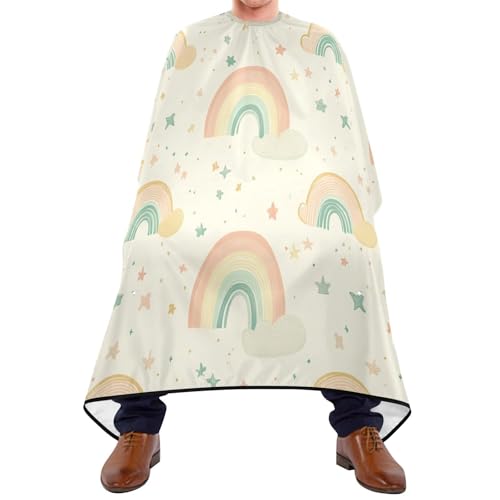 Kigai Cartoon Rainbow Hair Cutting Cape for Men & Women Waterproof Barber Cape Professional Hairdressing Salon Styling Apron with Adjustable Closure Snap