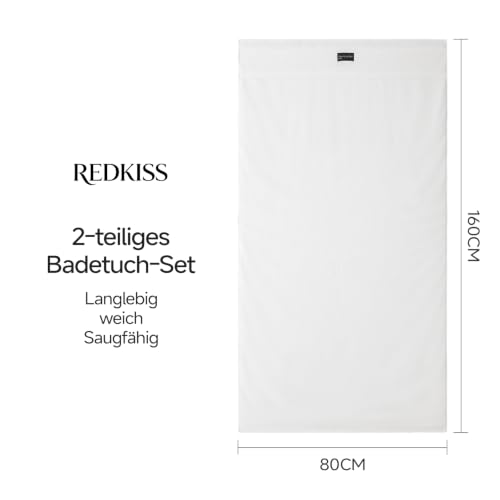 REDKISS 2 Badehandtuch Groß 160 x 80 cm,100% baumwolle Badetuch für Bad – Ansicht 2