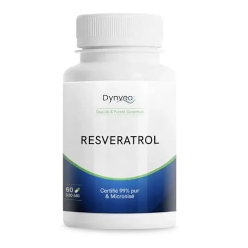 Trans Resvératrol - Pureté 99% - Forme Active & Micronisée - Santé cardiovasculaire, Ménopause, Stress Oxydant - 300 mg - Haute Biodisponibilité - 60 Gélules (2 mois) - Fabrication française - Dynveo
