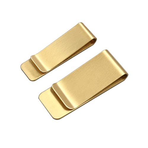 Medifier Metalen messing geldclip slanke zakelijke creditcardhouder gouden bankbiljetten portefeuilles clip voor mannen en vrouwen slanke lichtgewicht zak geldclips pak van 2, Goud,