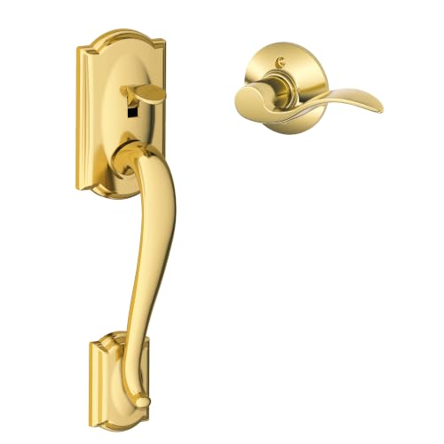 Image of SCHLAGE Camelot Entry Handleset, Left Hand Accent Lever, Bright Brass