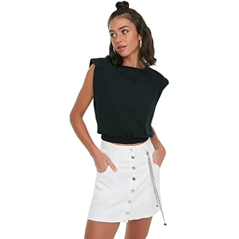 TRENDYOL Frau Jung Regular Fit Basic Rundhalsausschnitt Gestrickt T-Shirt Cover