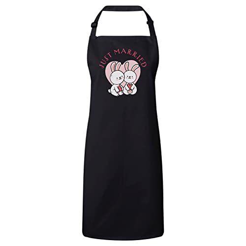 Tablier cuisine noir Just Married pour les nouveaux mariés