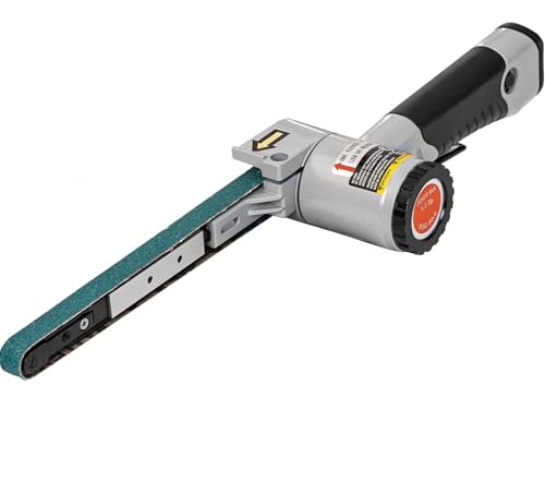 Gutsy Jumper 1/2x18 Industrial Pneumatic Belt Sander | 16000 RPM Air Powered Sander for Metal Woodworking with 3 Sanding Belts | Heavy Duty Grinder for Steel Aluminum Iron & Wood Surface Finishing