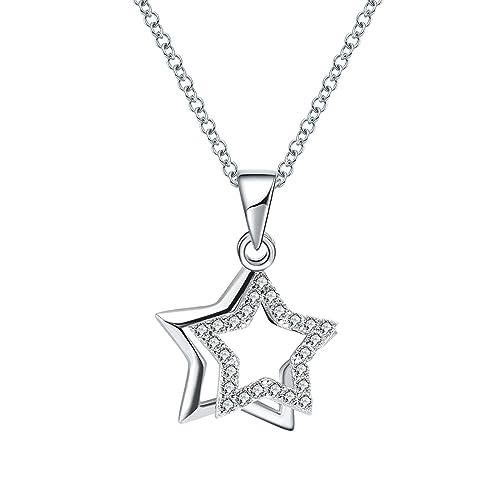 Collier argent pour femme avec pendentif double étoiles KnSam