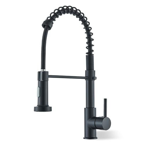 Grifo Cocina Negro Extraible, de Resorte con 2 Modos Giratorio a 360° Torneira Cozinha Monomando Acero inoxidable Pulido