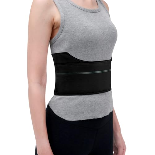 Pauline Broken Rib Brace for Women - Compression Chest Binder for Cracked Ribs Support & Chest Pain Relief - Rib Belt for Bruised Rib Cage (Black Fits 30-45)