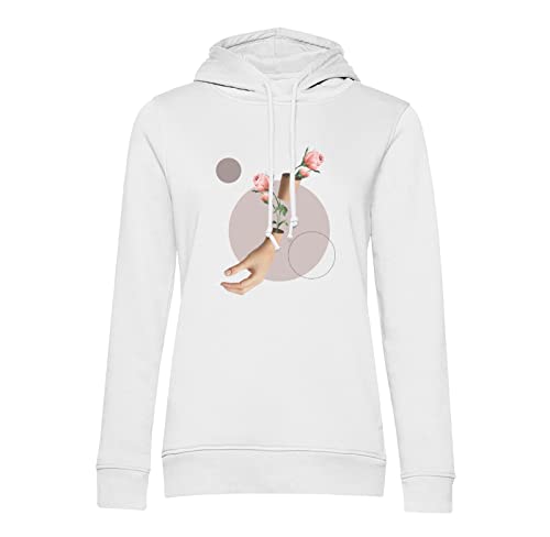 Sweat surréalisme fleurs main rose cadeau artistique original pour noël
