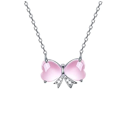 Collier pendentif en argent sterling et cristal rose pour femme