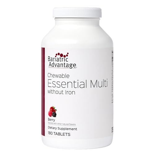 Bariatric Advantage Essential Multivitamin Without Iron - 200 DV of Key Nutrients - Trace Mineral Support - Multivitamins for Bariatric Patients - Berry - 180 Tablets Bariatric Advantage Essential Multivitamin Without Iron - 200 DV of Key Nutrients - Trace Mineral Support - Multivitamins for Bariatric Patients - Berry - 180 Tablets