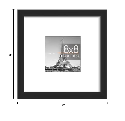 Image of upsimples 8x8 Picture Frame, Display Pictures 4x4 with Mat or 8x8 Without Mat, Wall Hanging Photo Frame, Black, 1 Pack