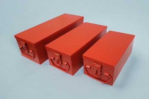 Image of JOWEL Stainless Steel Locker Safe Box /Jewel /Cash Peti /Storage Container Set (8 inch, 10 inch, 12 inch, Pack of 3, Color-coated) (Red)