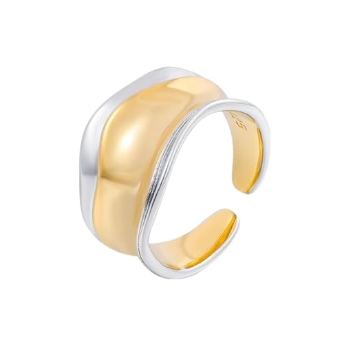 Wave Irregular Wide Chunky Statement Rings for Women Gold Plated Minimalist Simple Classic Ring Open Band Wrap Finger Rings Comfort Fit Birthday Party Wedding Jewelry Gift