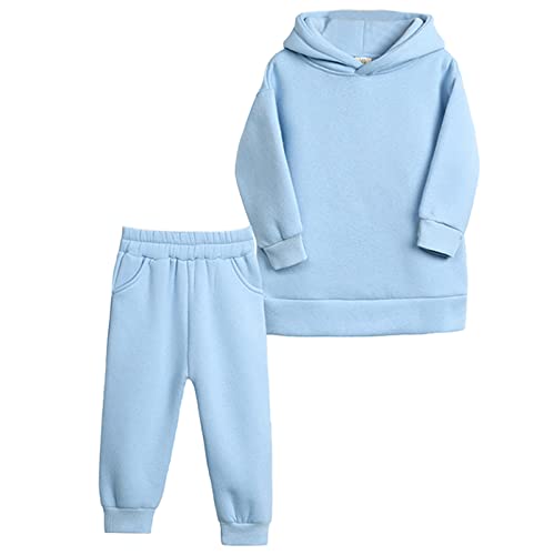 Image of Boys Girls Fall Winter Soft Fleece Lined 2 Piece Athletic Hoodie and Jogger Pants Tracksuit Set,18 Months-14 Years