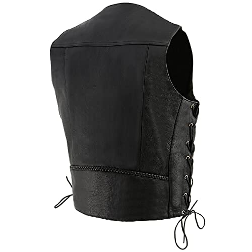 Image of Milwaukee Leather Men's Premium Leather Western Style V-Neck Motorcycle Rider Vest with Front Snap Closure |LKM|ML|SH