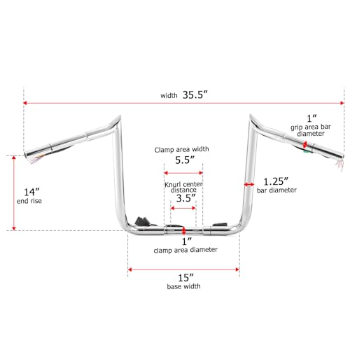 Wsays 14" Rise Pre-Wired Handlebar Bagger Meathook Bar Handlebar Compatible with Harley Street Glide Electra Glide Ultra Limited 2008-2013 Chrome by Wsays - Image 6