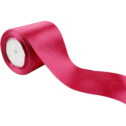 Vanyibro Wine Red Satin Ribbon, 4 Inch x 22 yd Wide Thick Ribbon for Grand Opening, Ceremonies, and Festive Decor