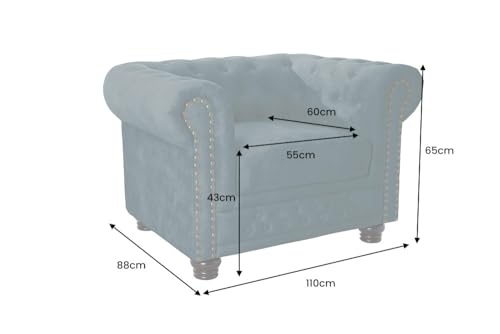 Riess Ambiente Barocker Sessel Chesterfield - Petrol - Sessel aus Samt, Federkern goldene Nieten mit Knopfheftung – Bild 4