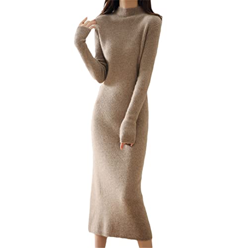 Robe mi-longue en laine tricotée pour un style élégant du bureau au dîner