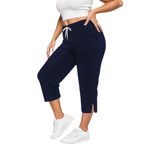 Pantalon extensible poches confort maximal pour exercice et yoga bleu nuit