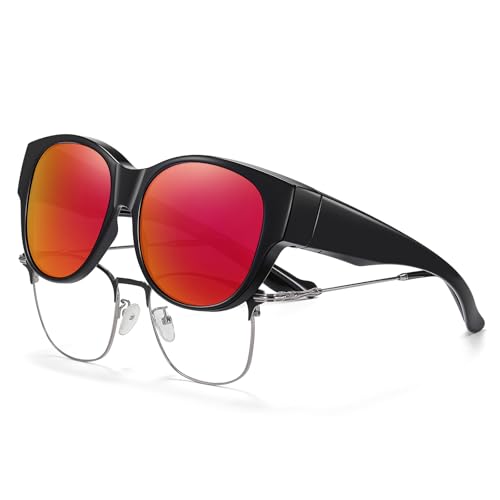 Image of HAOLOTA Fit Over Glasses Sunglasses for Women Polarized | Over Glasses Sun Glasses, UV400 Polarized Lens, Trendy Cat Eye Sunglasses, Lightweight and Flexible, Driving, Daily Use