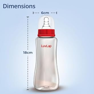 LuvLap Anti-Colic Slim/Regular Neck Essential Baby Plastic Feeding Bottle, 250Ml (Pack of 2), New Born/Infants/Toddler Upto 3 Years, BPA Free