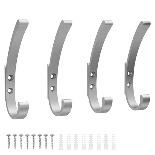 KYOEON 4 Stück Garderobenhaken, Silber Kleiderhaken,...