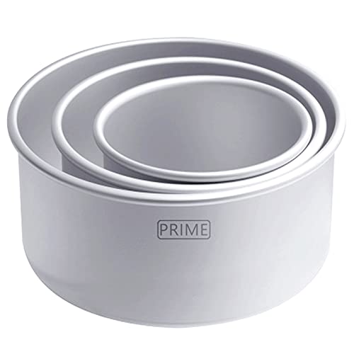 Image of Prime Bakers and Moulders Round Aluminium Cake Baking Mould for Oven 3 Inch Depth (Silver) (6,7,8 Inch)