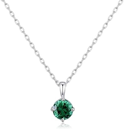 Philip Jones Sterling Silver May (Emerald) Birthstone Necklace Cr...