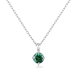 Philip Jones Sterling Silver May (Emerald) Birthstone Necklace Created with Zircondia® Crystals