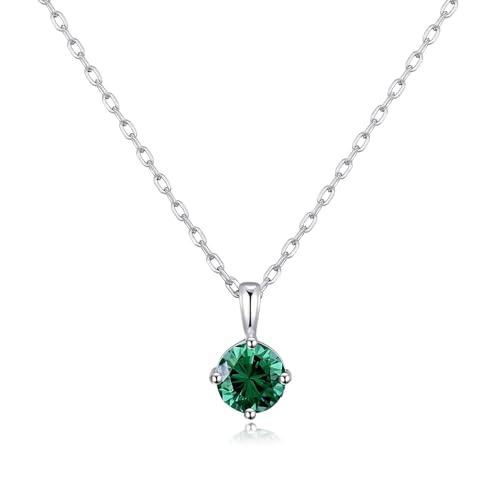 Philip Jones Sterling Silver May (Emerald) Birthstone Necklace Created with Zircondia Crystals
